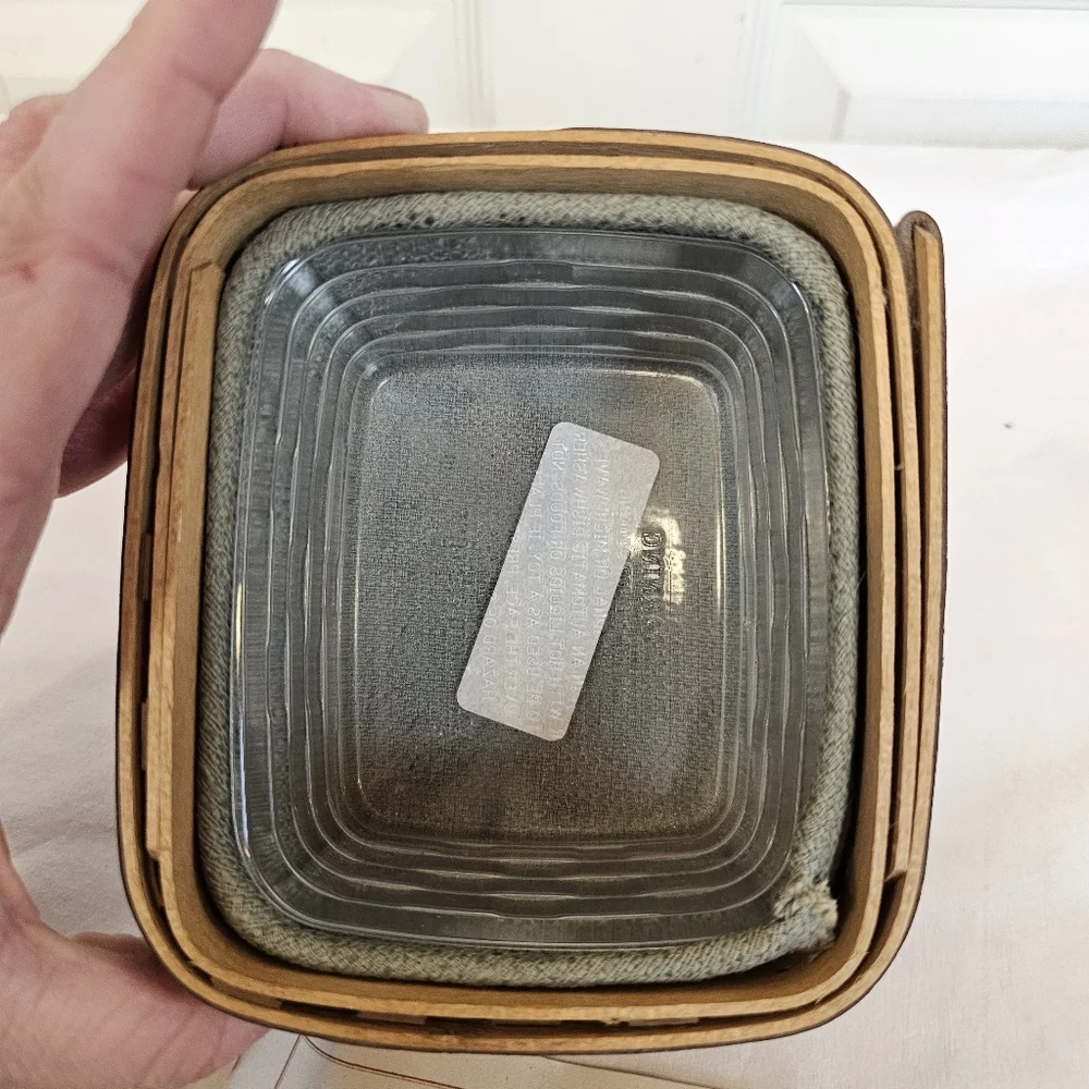 Longaberger 2003 Vintage Fathers Day Pocket Change Basket Leather Trim Woven